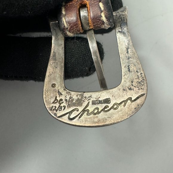 Vintage Chacon Sterling Silver Buckle Leather Belt - Picture 11 of 15
